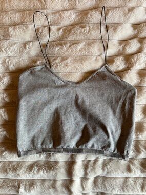 Free People Light Gray Cropped Spaghetti-Strap Cami